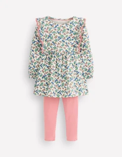 Boden Tops & T-Shirts|Robes-Ensemble avec tunique côtelée Motif floral ivoire doux