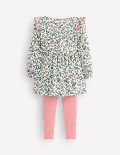 Boden Tops & T-Shirts|Robes-Ensemble avec tunique côtelée Motif floral ivoire doux