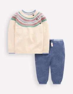 Boden Barboteuses & Ensembles-Ensemble en maille motif jacquard Motif jacquard Delft/avoine