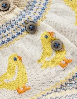 Boden Barboteuses & Ensembles-Ensemble en maille motif jacquard Poussins avoine chiné