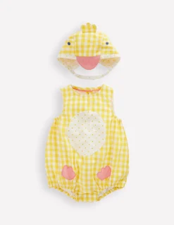 Boden Barboteuses & Ensembles-Ensemble fantaisie de Pâques Poussin vichy jaune ananas