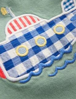 Boden Barboteuses & Ensembles-Ensemble tissé en jersey Vichy vert sous-marin/bleu