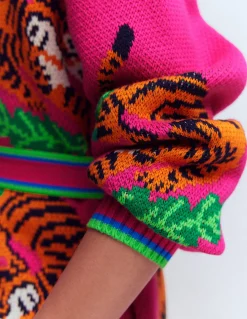 Boden Pulls & Gilets-Gilet à ceinture en jacquard Tigres achillée rose