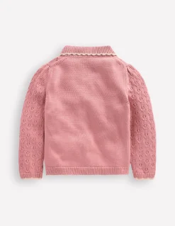 Boden Pulls & Gilets-Gilet à col en pointelle Rose vintage