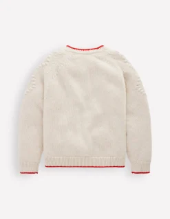 Boden Pulls & Gilets-Gilet brodé en coton Écru Chiné Fleurs