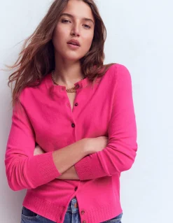 Boden Tenues De Travail|Pulls & Gilets-Gilet col rond Emilia en coton Rose pivoine
