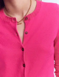 Boden Tenues De Travail|Pulls & Gilets-Gilet col rond Emilia en coton Rose pivoine