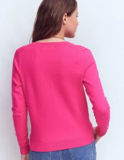 Boden Tenues De Travail|Pulls & Gilets-Gilet col rond Emilia en coton Rose pivoine