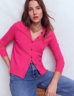 Boden Tenues De Travail|Pulls & Gilets-Gilet col rond Emilia en coton Rose pivoine