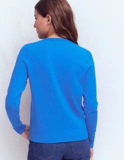 Boden Tenues De Travail|Pulls & Gilets-Gilet col rond Emilia en coton Bleu Martin-pêcheur