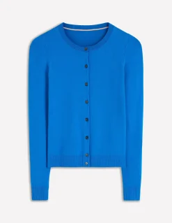 Boden Tenues De Travail|Pulls & Gilets-Gilet col rond Emilia en coton Bleu Martin-pêcheur