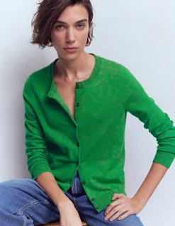 Boden Tenues De Travail|Pulls & Gilets-Gilet col rond Emilia en coton Émeraude Intense