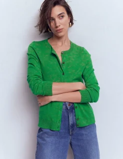 Boden Tenues De Travail|Pulls & Gilets-Gilet col rond Emilia en coton Émeraude Intense