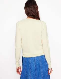 Boden Tenues De Travail|Pulls & Gilets-Gilet col rond Emilia en coton Ivoire chaud