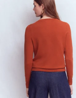 Boden Tenues De Travail|Pulls & Gilets-Gilet col rond Emilia en coton Marron châtaigne grillée