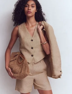 Boden Ensembles Assortis|Manteaux & Vestes-Gilet de costume col V en lin Amphore, chambray