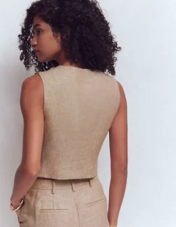 Boden Ensembles Assortis|Manteaux & Vestes-Gilet de costume col V en lin Amphore, chambray