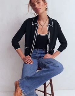 Boden Tenues De Travail|Pulls & Gilets-Gilet Liz en maille à col Bleu marine