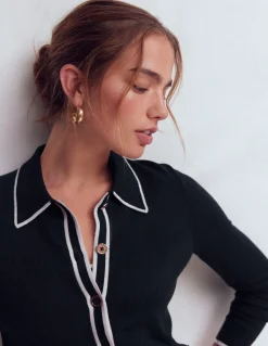 Boden Tenues De Travail|Pulls & Gilets-Gilet Liz en maille à col Bleu marine