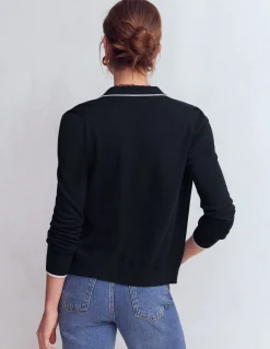 Boden Tenues De Travail|Pulls & Gilets-Gilet Liz en maille à col Bleu marine