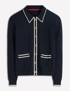 Boden Tenues De Travail|Pulls & Gilets-Gilet Liz en maille à col Bleu marine