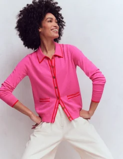 Boden Tenues De Travail|Pulls & Gilets-Gilet Liz en maille à col Punch rose