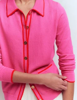 Boden Tenues De Travail|Pulls & Gilets-Gilet Liz en maille à col Punch rose