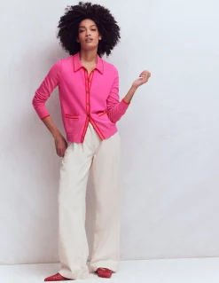 Boden Tenues De Travail|Pulls & Gilets-Gilet Liz en maille à col Punch rose