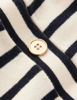 Boden Tenues De Travail|Pulls & Gilets-Gilet Liz en maille à col Ivoire/bleu marine