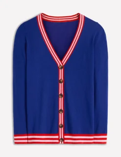 Boden Pulls & Gilets-Gilet long à col V Bleu vif