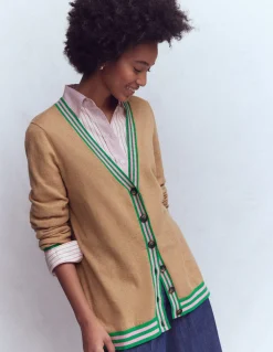 Boden Pulls & Gilets-Gilet long à col V Camel chiné