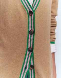 Boden Pulls & Gilets-Gilet long à col V Camel chiné