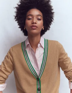 Boden Pulls & Gilets-Gilet long à col V Camel chiné