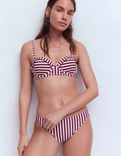 Boden Bikinis|Maillots De Bain-Haut de bikini à bonnets Rhodes Aronia, rayé ivoire