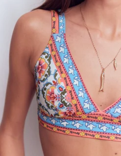 Boden Bikinis|Maillots De Bain-Haut de bikini Arles Rose, motif Ornamental Trellis