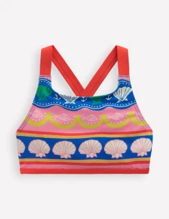 Boden Maillots & Tenues De Plage|Ensembles Assortis-Haut de bikini croisé dans le dos Rayé coquillage multi