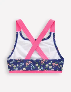 Boden Maillots & Tenues De Plage-Haut de bikini croisé dans le dos Motif Meadow Floral bleu saphir