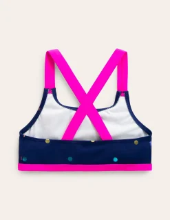Boden Maillots & Tenues De Plage-Haut de bikini croisé dans le dos Pois confettis arc-en-ciel bleu marine