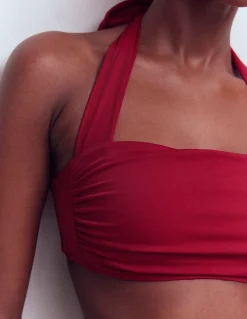 Boden Bikinis|Maillots De Bain-Haut de bikini froncé Kythira Rouge Mérida