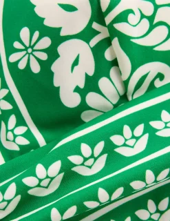 Boden Bikinis|Maillots De Bain-Haut de bikini Mykonos à encolure V échancrée Émeraude profond, motif Ornate Floret