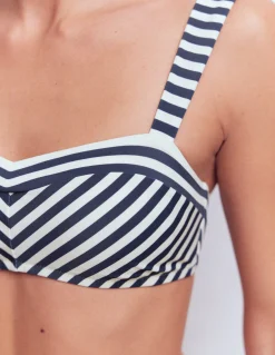 Boden Bikinis|Maillots De Bain-Haut de bikini épuré à encolure en cœur Bleu marine, rayé ivoire