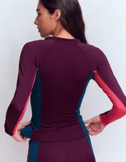 Boden Maillots De Bain-Haut de plage à manches raglan et protection solaire Violet, colourblock