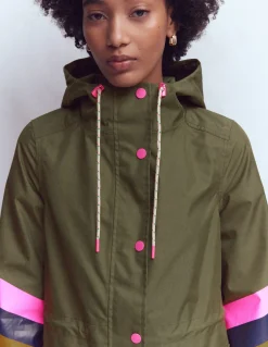 Boden Manteaux & Vestes-Imperméable long rayé Rayé vert des bois