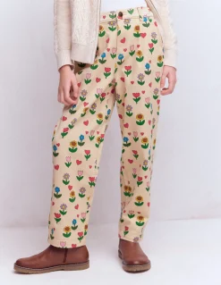 Boden Pantalons|Ensembles Assortis-Jean à plis Motif Sunflower Garden ivoire
