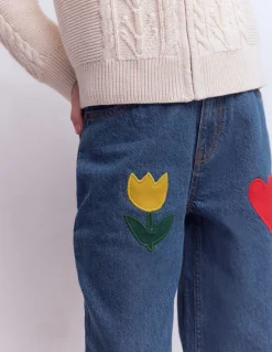 Boden Pantalons-Jean décontracté Appliqué vintage moyen