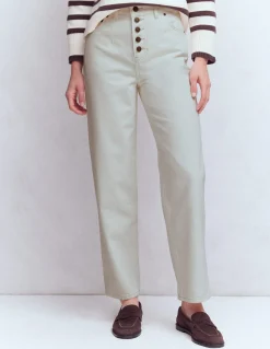 Boden Tenues De Travail|Jeans-Jean droit à boutons apparents Écru