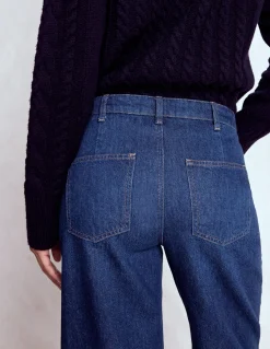 Boden Tenues De Travail|Pantalons-Jean droit à boutons apparents Indigo