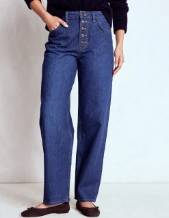 Boden Tenues De Travail|Pantalons-Jean droit à boutons apparents Indigo