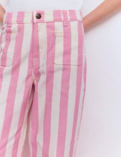 Boden Pantalons|Ensembles Assortis-Jean droit à poches plaquées Rayé rose/ivoire