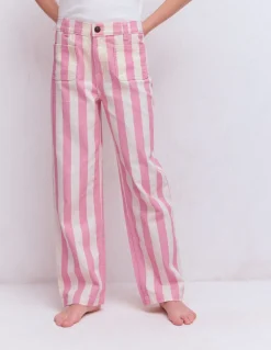 Boden Pantalons|Ensembles Assortis-Jean droit à poches plaquées Rayé rose/ivoire